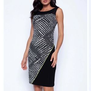 Frank Lyman Design Montreal Collection Black and White Sleeveless Dress,…